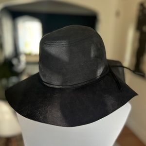 Black suede floppy hat